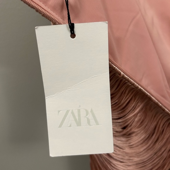 Zara Short Fringed Halter Blush Pink Dress Large NWT - Picture 6 of 13